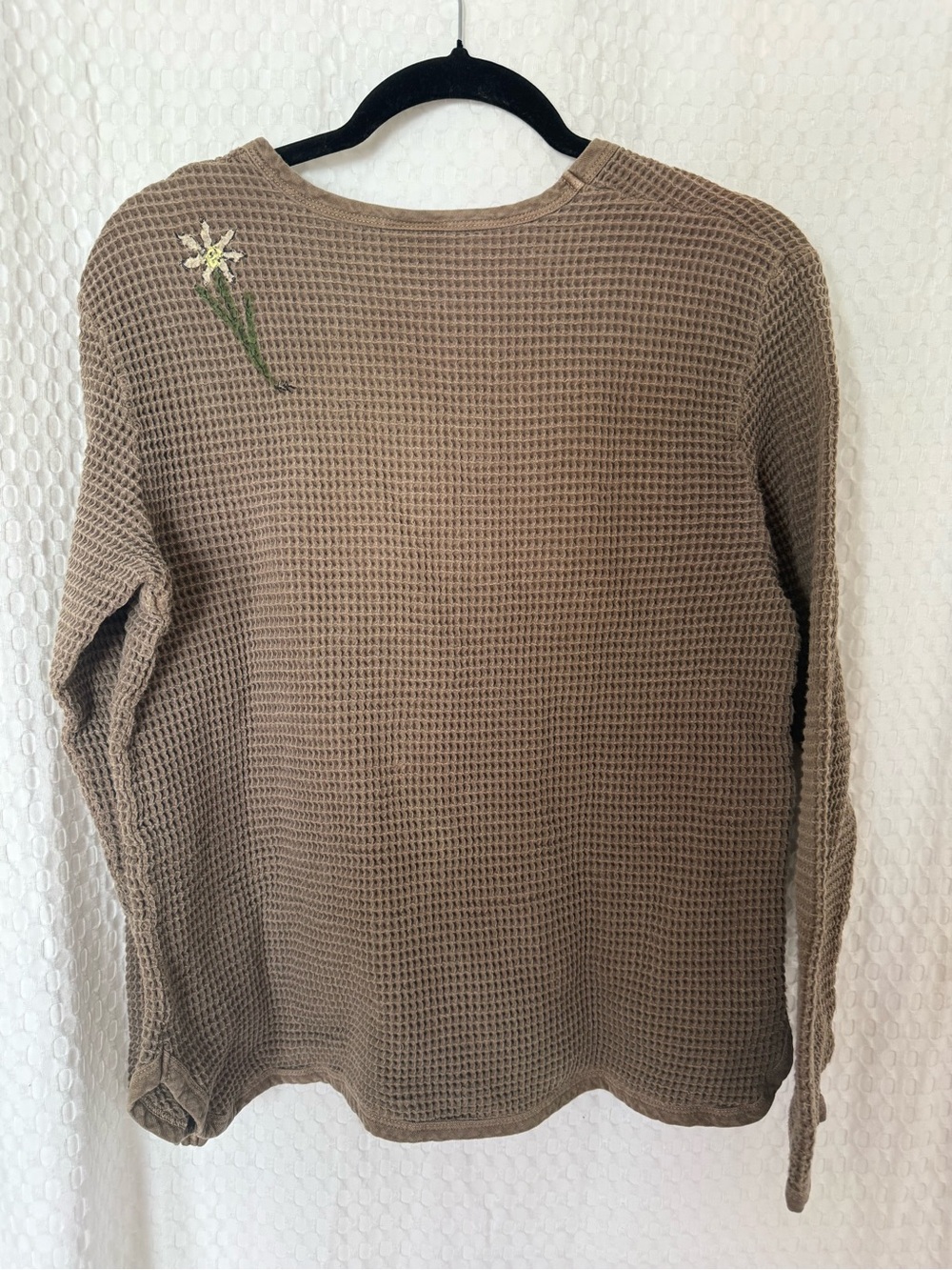 Focus Waffle Knit Daisy Top Vintage Y2K Boho Thermal S - Picture 3 of 5